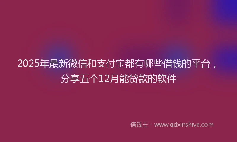 2025年最新微信和支付宝都有哪些借钱的平台，分享五个12月能贷款的软件
