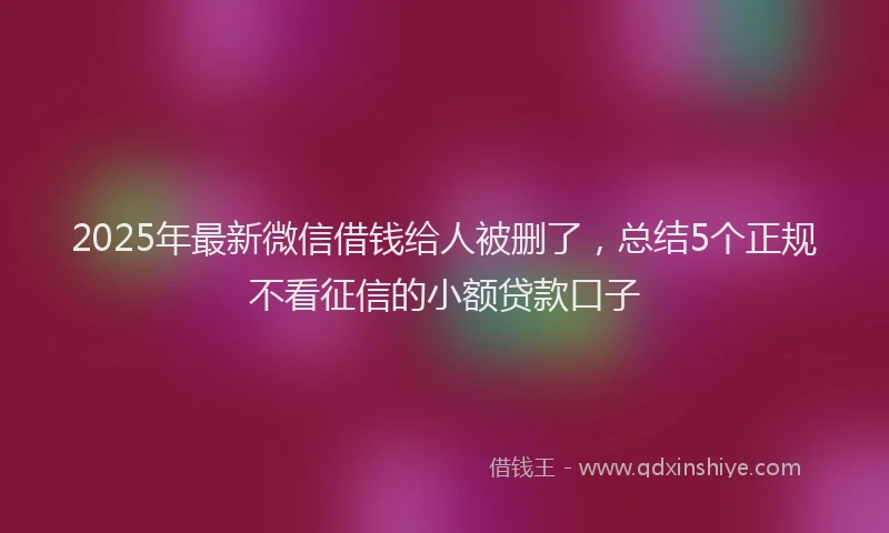 2025年最新微信借钱给人被删了，总结5个正规不看征信的小额贷款口子