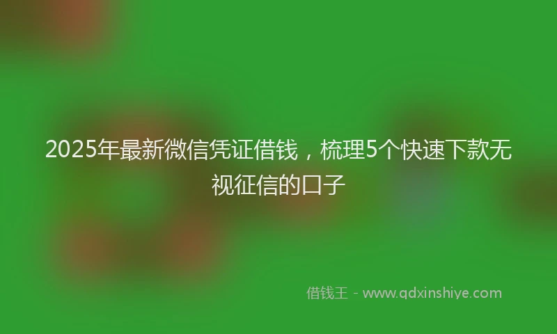2025年最新微信凭证借钱，梳理5个快速下款无视征信的口子
