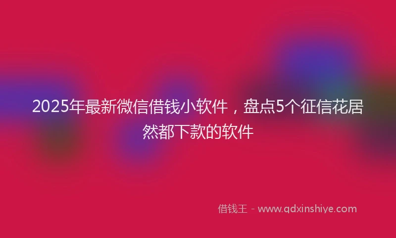 2025年最新微信借钱小软件，盘点5个征信花居然都下款的软件