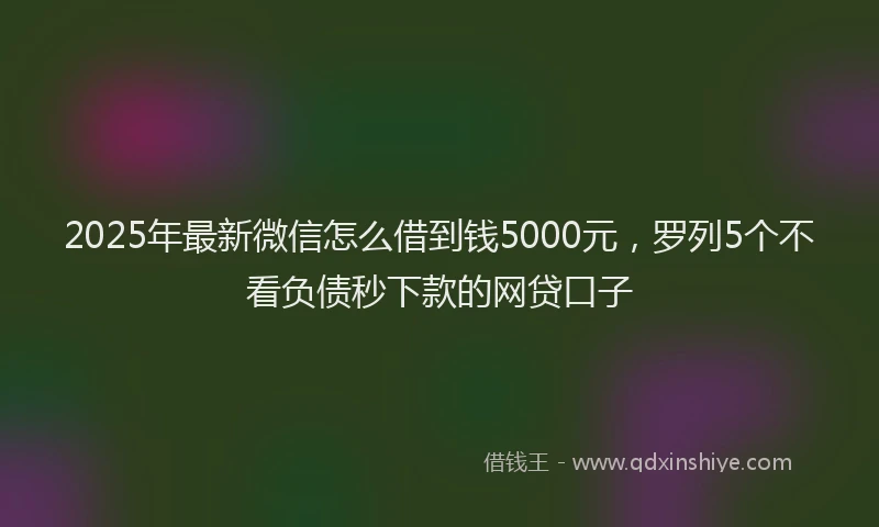 2025年最新微信怎么借到钱5000元，罗列5个不看负债秒下款的网贷口子