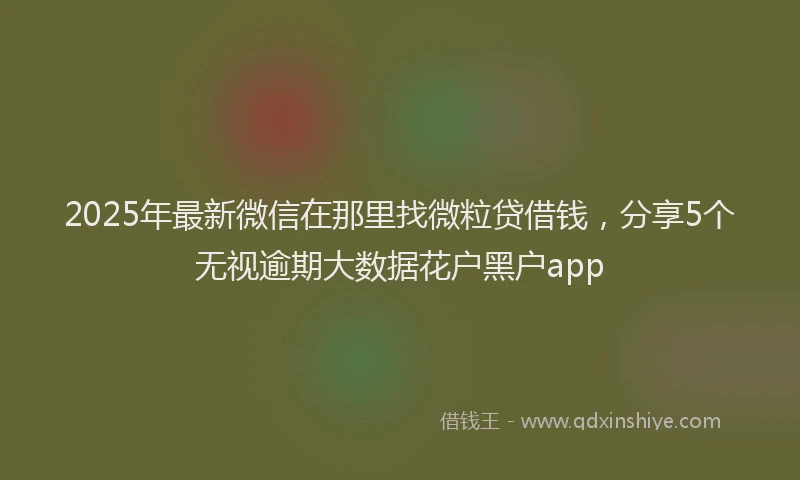 2025年最新微信在那里找微粒贷借钱，分享5个无视逾期大数据花户黑户app