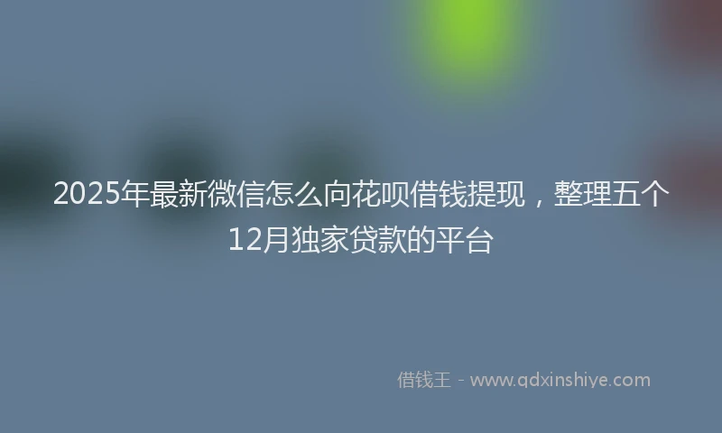 2025年最新微信怎么向花呗借钱提现，整理五个12月独家贷款的平台