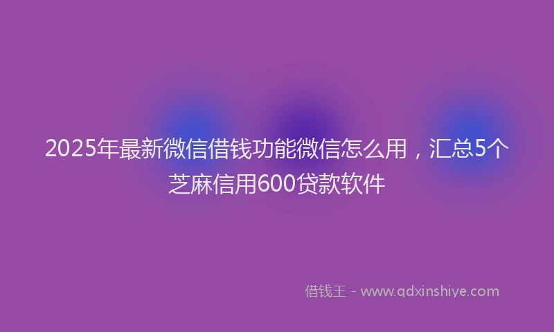 2025年最新微信借钱功能微信怎么用，汇总5个芝麻信用600贷款软件