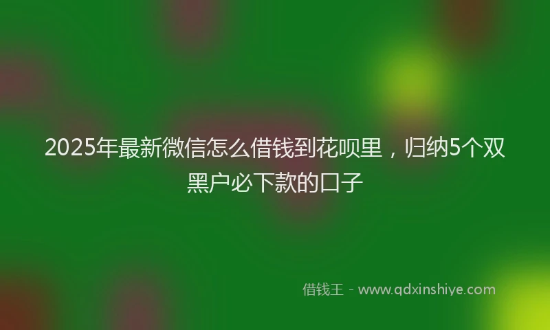 2025年最新微信怎么借钱到花呗里，归纳5个双黑户必下款的口子