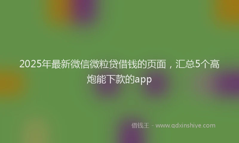 2025年最新微信微粒贷借钱的页面，汇总5个高炮能下款的app