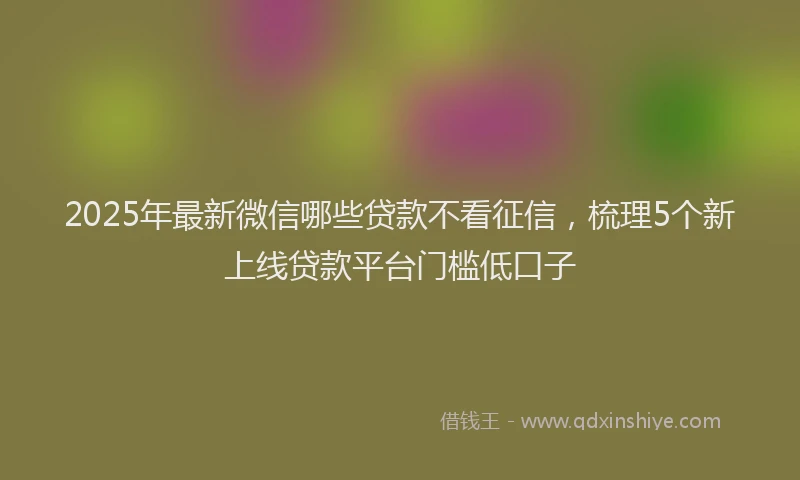 2025年最新微信哪些贷款不看征信，梳理5个新上线贷款平台门槛低口子