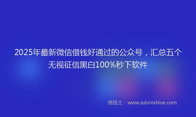 2025年最新微信借钱好通过的公众号，汇总五个无视征信黑白100%秒下软件