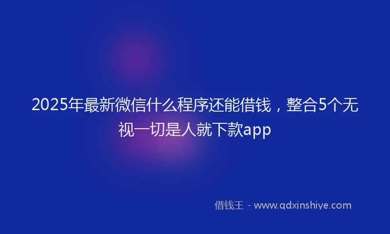 2025年最新微信什么程序还能借钱，整合5个无视一切是人就下款app