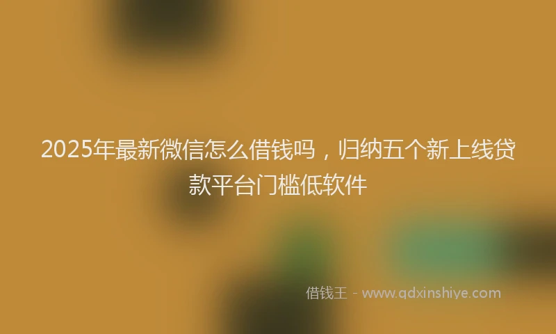 2025年最新微信怎么借钱吗，归纳五个新上线贷款平台门槛低软件