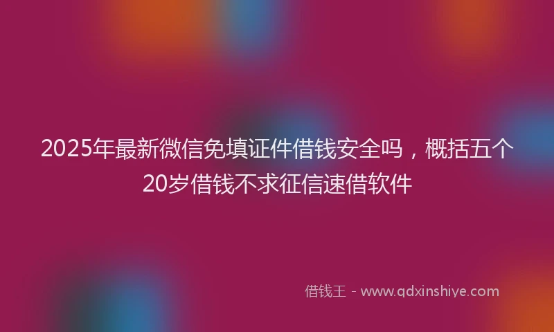 2025年最新微信免填证件借钱安全吗，概括五个20岁借钱不求征信速借软件