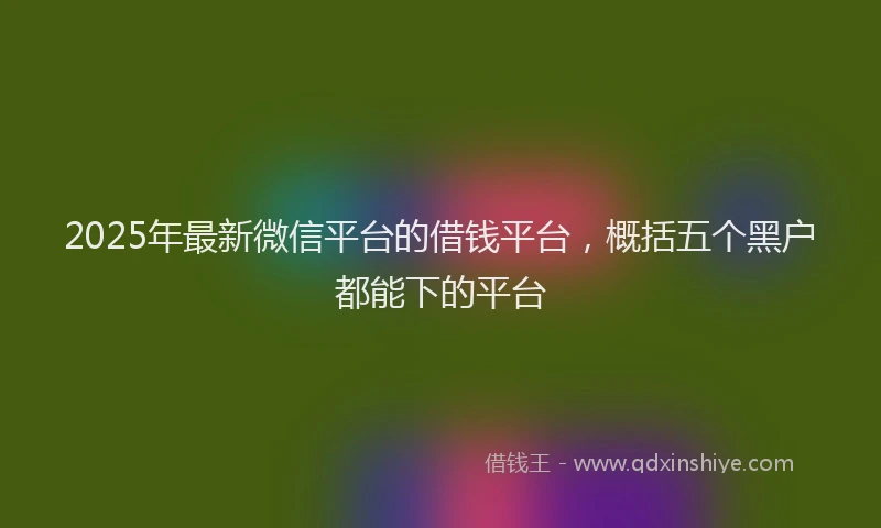 2025年最新微信平台的借钱平台，概括五个黑户都能下的平台