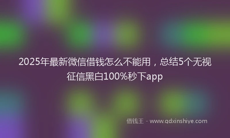 2025年最新微信借钱怎么不能用，总结5个无视征信黑白100%秒下app