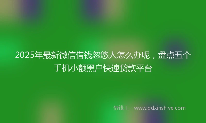 2025年最新微信借钱忽悠人怎么办呢，盘点五个手机小额黑户快速贷款平台