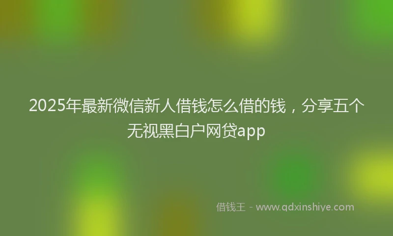 2025年最新微信新人借钱怎么借的钱，分享五个无视黑白户网贷app