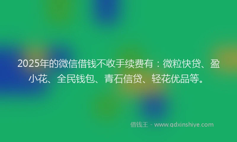 2025年的微信借钱不收手续费有：微粒快贷、盈小花、全民钱包、青石信贷、轻花优品等。