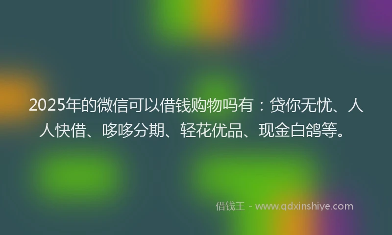 2025年的微信可以借钱购物吗有：贷你无忧、人人快借、哆哆分期、轻花优品、现金白鸽等。