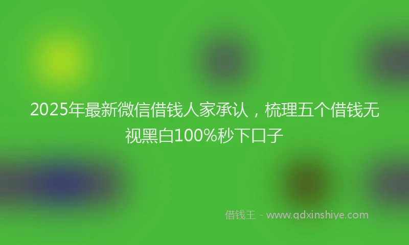 2025年最新微信借钱人家承认，梳理五个借钱无视黑白100%秒下口子