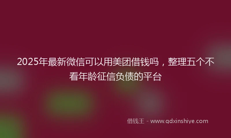 2025年最新微信可以用美团借钱吗，整理五个不看年龄征信负债的平台