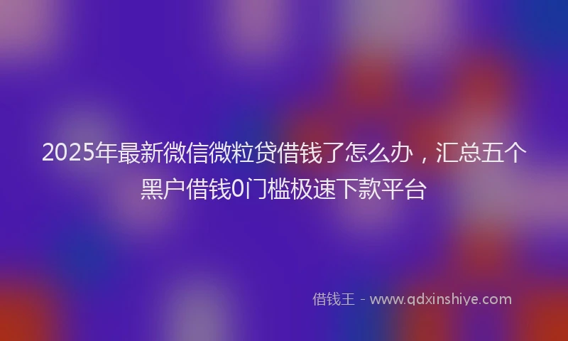 2025年最新微信微粒贷借钱了怎么办，汇总五个黑户借钱0门槛极速下款平台