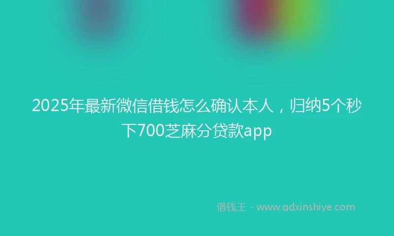 2025年最新微信借钱怎么确认本人，归纳5个秒下700芝麻分贷款app