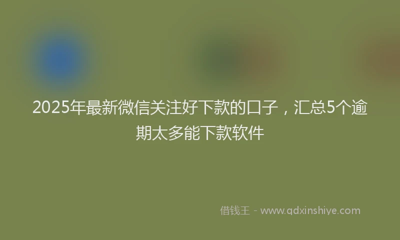 2025年最新微信关注好下款的口子，汇总5个逾期太多能下款软件