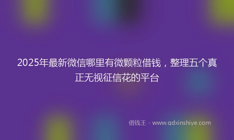 2025年最新微信哪里有微颗粒借钱，整理五个真正无视征信花的平台