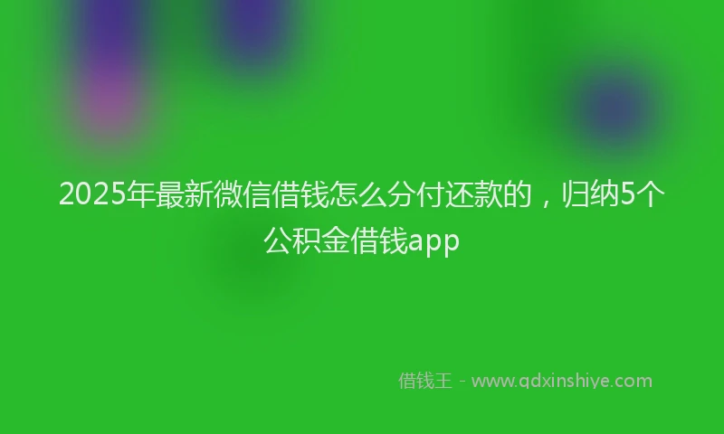 2025年最新微信借钱怎么分付还款的，归纳5个公积金借钱app