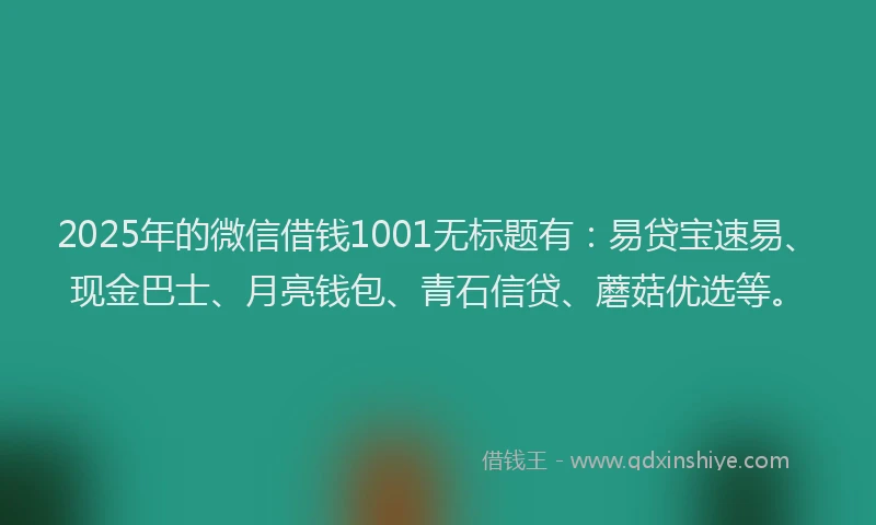 2025年的微信借钱1001无标题有：易贷宝速易、现金巴士、月亮钱包、青石信贷、蘑菇优选等。