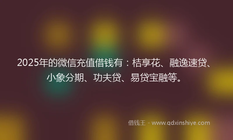 2025年的微信充值借钱有：桔享花、融逸速贷、小象分期、功夫贷、易贷宝融等。