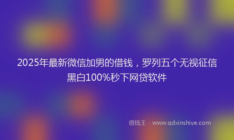 2025年最新微信加男的借钱，罗列五个无视征信黑白100%秒下网贷软件