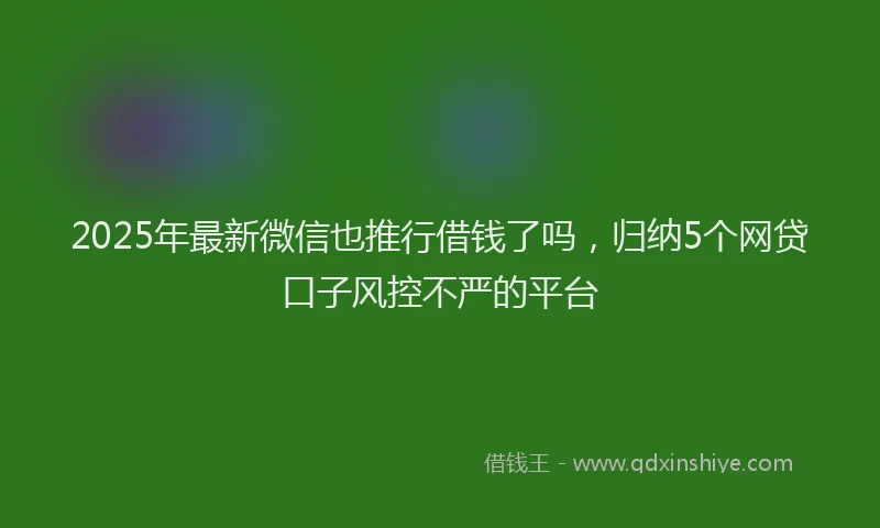 2025年最新微信也推行借钱了吗，归纳5个网贷口子风控不严的平台