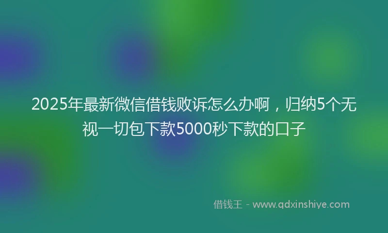 2025年最新微信借钱败诉怎么办啊，归纳5个无视一切包下款5000秒下款的口子