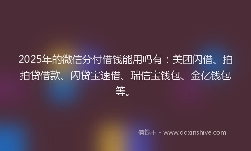 2025年的微信分付借钱能用吗有：美团闪借、拍拍贷借款、闪贷宝速借、瑞信宝钱包、金亿钱包等。