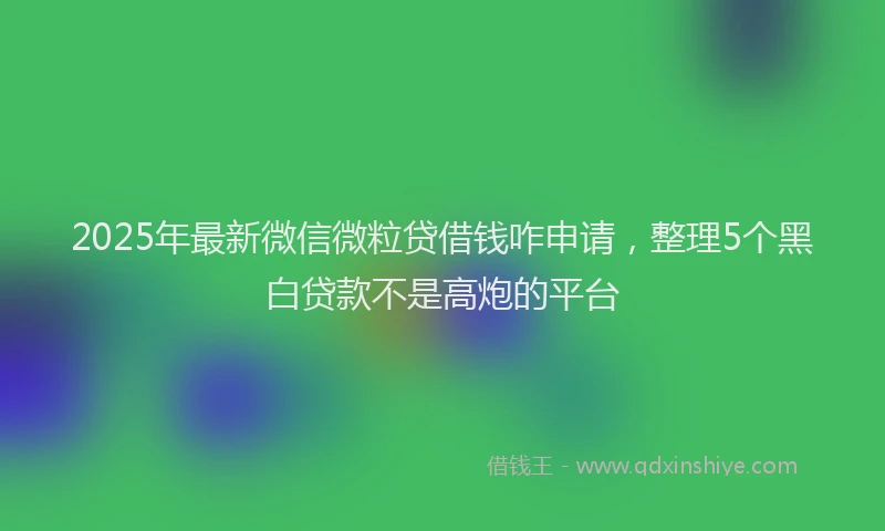 2025年最新微信微粒贷借钱咋申请，整理5个黑白贷款不是高炮的平台