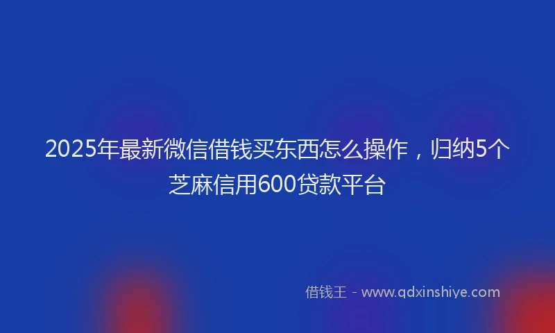 2025年最新微信借钱买东西怎么操作，归纳5个芝麻信用600贷款平台