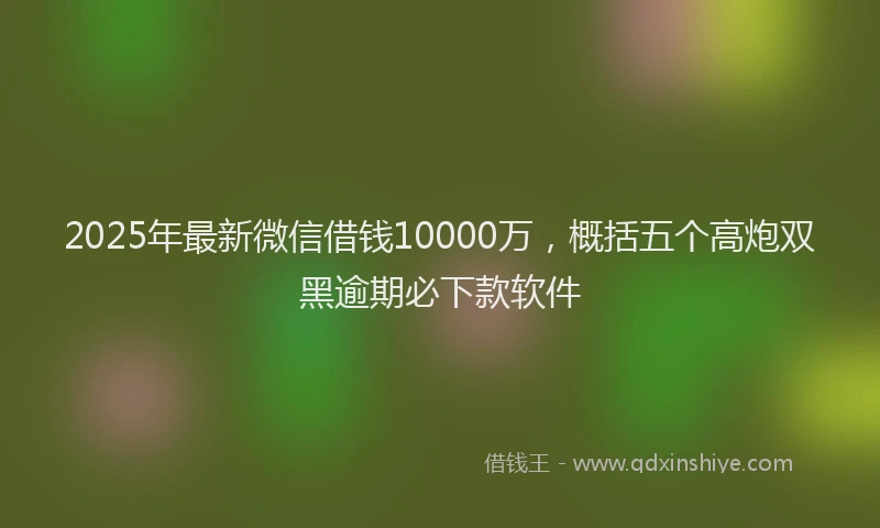 2025年最新微信借钱10000万，概括五个高炮双黑逾期必下款软件