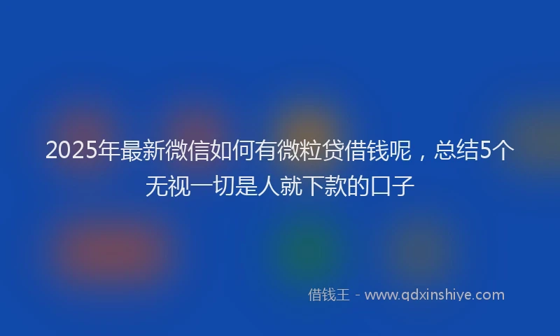 2025年最新微信如何有微粒贷借钱呢，总结5个无视一切是人就下款的口子