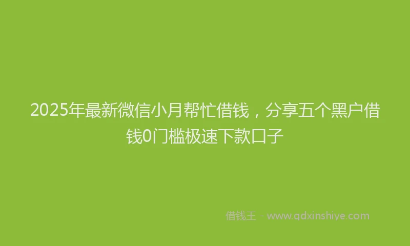 2025年最新微信小月帮忙借钱，分享五个黑户借钱0门槛极速下款口子