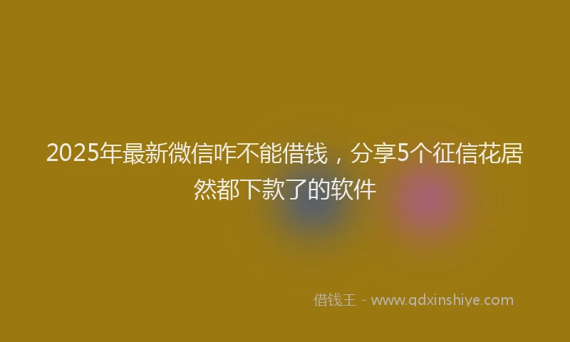 2025年最新微信咋不能借钱，分享5个征信花居然都下款了的软件