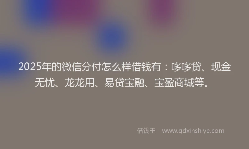2025年的微信分付怎么样借钱有：哆哆贷、现金无忧、龙龙用、易贷宝融、宝盈商城等。