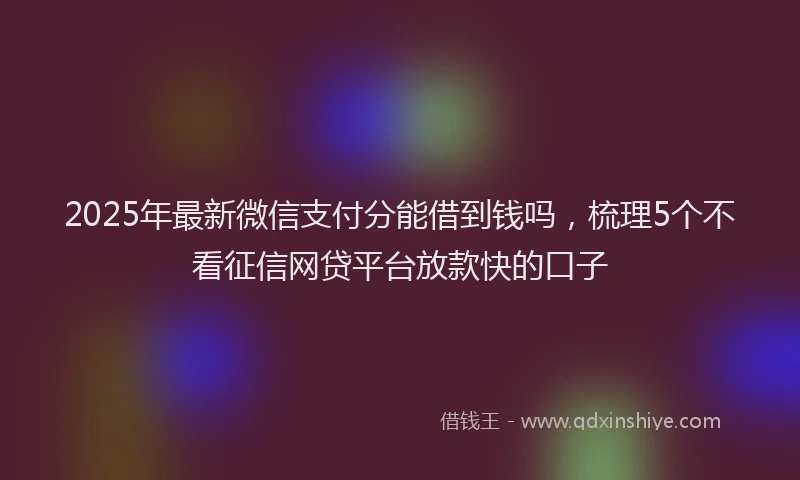 2025年最新微信支付分能借到钱吗，梳理5个不看征信网贷平台放款快的口子