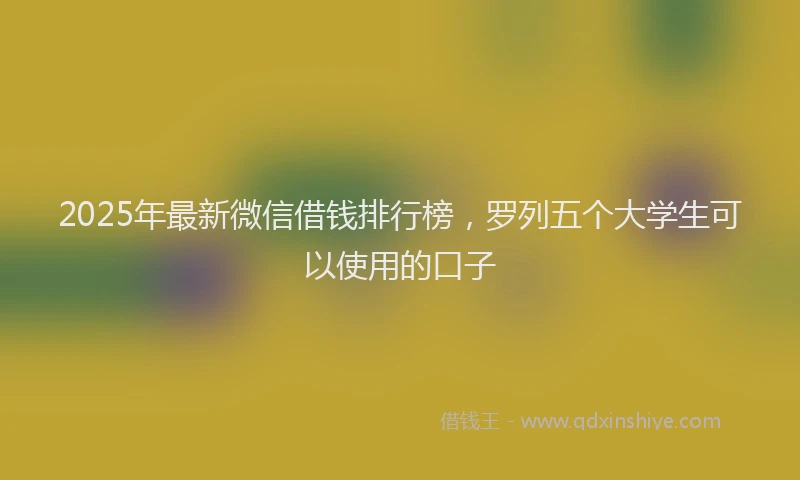2025年最新微信借钱排行榜，罗列五个大学生可以使用的口子