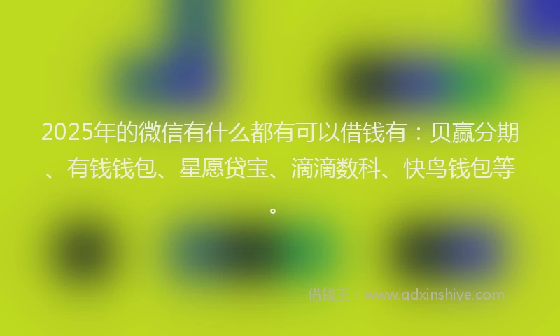 2025年的微信有什么都有可以借钱有：贝赢分期、有钱钱包、星愿贷宝、滴滴数科、快鸟钱包等。