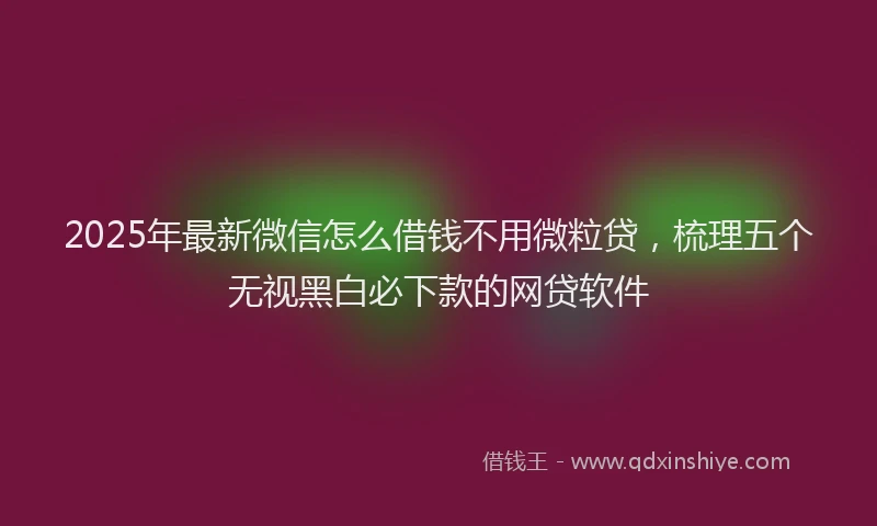 2025年最新微信怎么借钱不用微粒贷，梳理五个无视黑白必下款的网贷软件