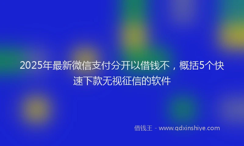 2025年最新微信支付分开以借钱不，概括5个快速下款无视征信的软件