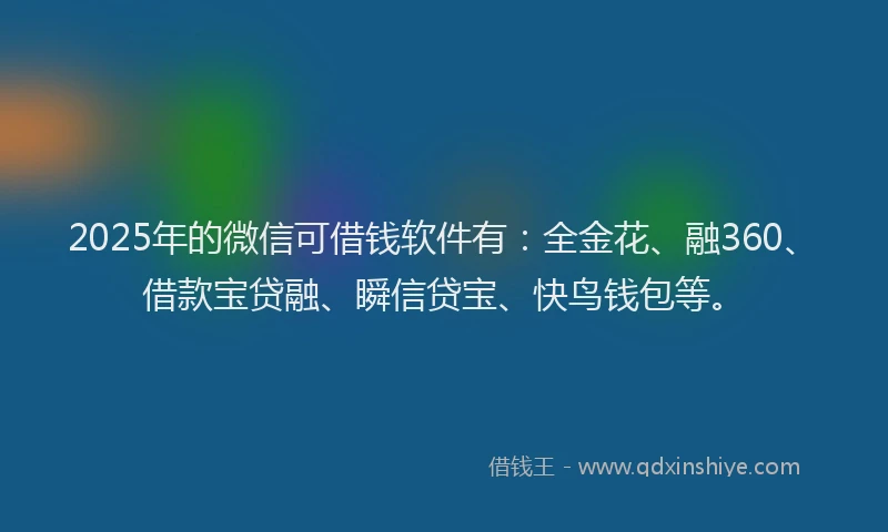 2025年的微信可借钱软件有：全金花、融360、借款宝贷融、瞬信贷宝、快鸟钱包等。
