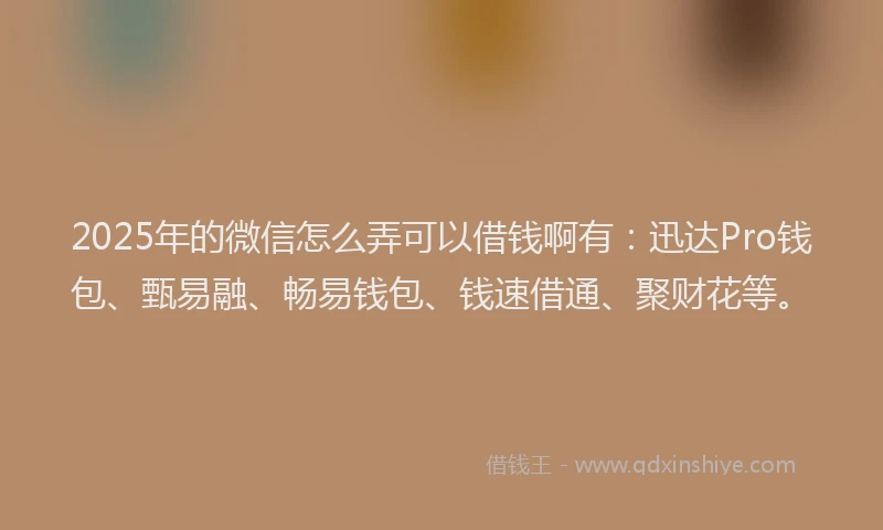 2025年的微信怎么弄可以借钱啊有：迅达Pro钱包、甄易融、畅易钱包、钱速借通、聚财花等。