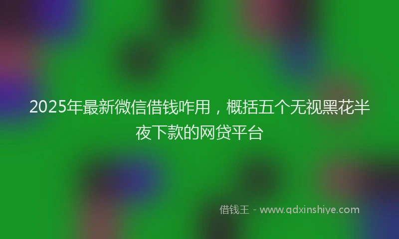 2025年最新微信借钱咋用，概括五个无视黑花半夜下款的网贷平台