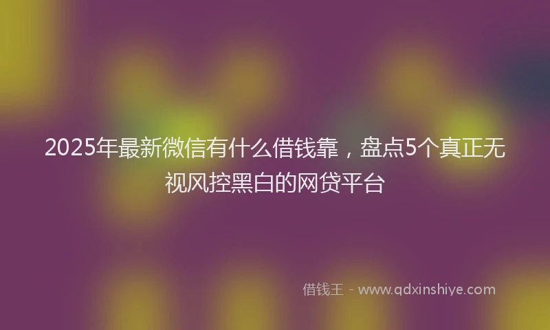 2025年最新微信有什么借钱靠，盘点5个真正无视风控黑白的网贷平台
